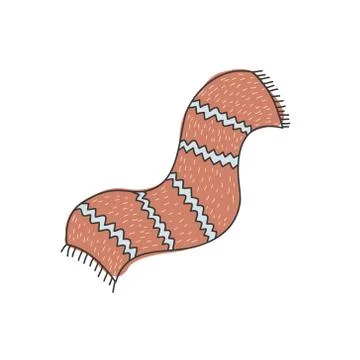 Orange wool scarf. Vector freehand drawing in doodle style Stock Illustration