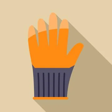 Orange work glove providing hand safety protection flat icon Ilustración de archivo