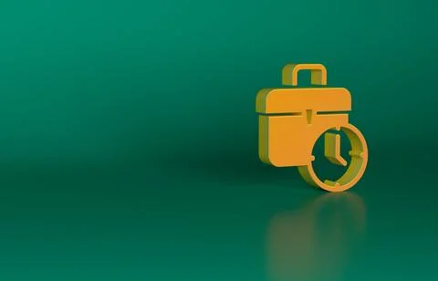 Orange Work time icon isolated on green background. Office worker. Working hours Stock Illustration