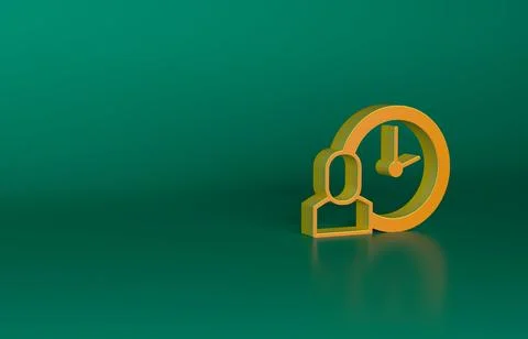 Orange Work time icon isolated on green background. Office worker. Working hours Stock Illustration