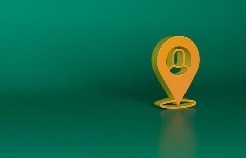 Orange Worker location icon isolated on green background. Minimalism concept. 3D Stock Illustration