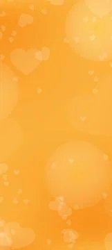 Orange-yellow background with blurred elements. Transparent hearts on an or.. Stock Illustration
