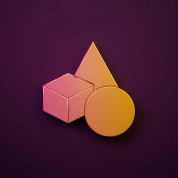 Orange-yellow Basic geometric shapes icon isolated on purple background. Mi.. Stock Illustration
