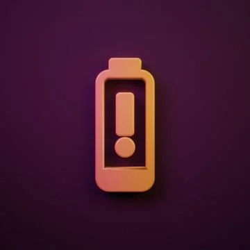 Orange-yellow Battery charge level indicator icon isolated on purple backgr.. Stock Illustration