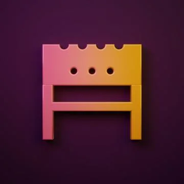 Orange-yellow BBQ brazier icon isolated on purple background. Minimalism co.. Stock Illustration