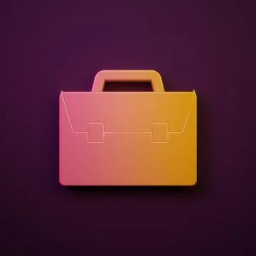 Orange-yellow Briefcase icon isolated on purple background. Business case s.. Stock Illustration