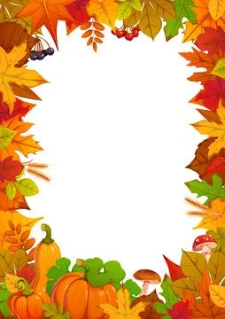 Orange, yellow, brown and red autumn leaves frame Stock Illustration