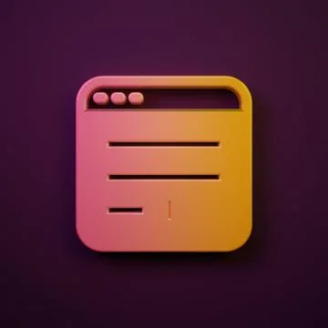 Orange-yellow Browser window icon isolated on purple background. Minimalism.. Stock Illustration
