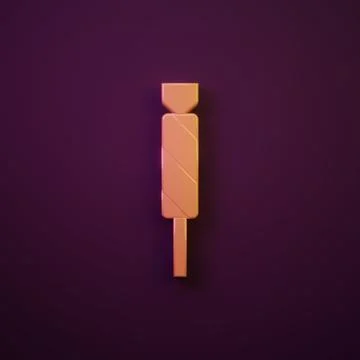 Orange-yellow Candy icon isolated on purple background. Minimalism concept... Stock Illustration