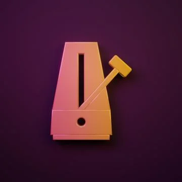 Orange-yellow Classic Metronome with pendulum in motion icon isolated on pu.. Stock Illustration