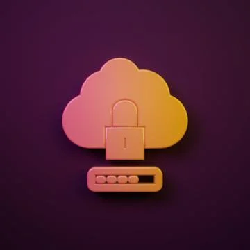 Orange-yellow Cloud computing lock icon isolated on purple background. Secu.. イラスト素材