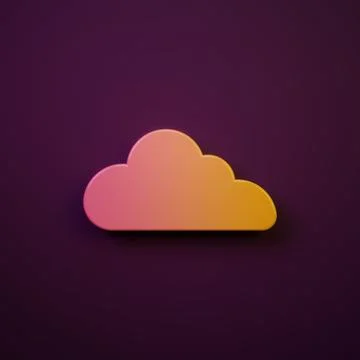 Orange-yellow Cloud icon isolated on purple background. Minimalism concept... イラスト素材