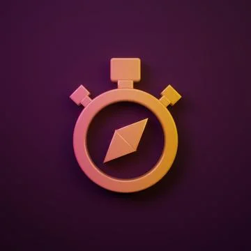 Orange-yellow Compass icon isolated on purple background. Windrose navigati.. Stock Illustration