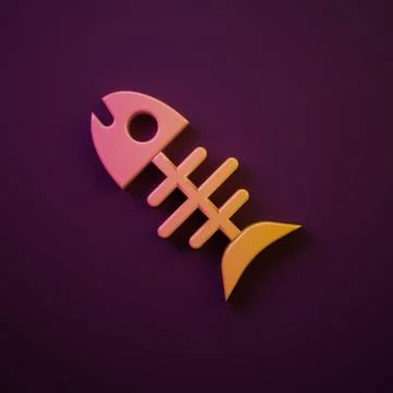 Orange-yellow Dead fish icon isolated on purple background. Minimalism conc.. Stock Illustration