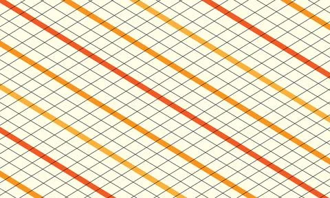 Orange Yellow Diagonal Stripes Pattern on Cream Background イラスト素材