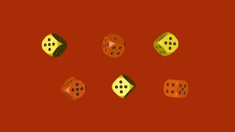 Orange Yellow Dice Loop Moving, 3D Rendering 4K Stock Footage 103426079