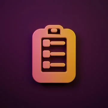 Orange-yellow To do list or planning icon isolated on purple background. Mi.. Stock Illustration