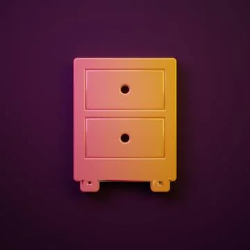 Orange-yellow Drawer with documents icon isolated on purple background. Arc.. Stock Illustration