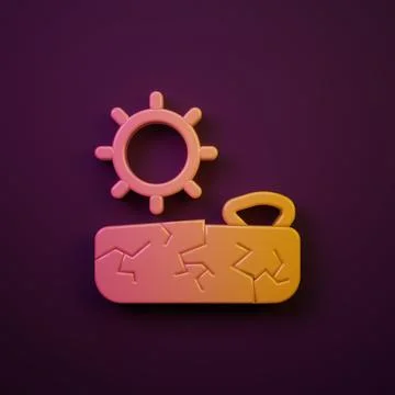 Orange-yellow Drought icon isolated on purple background. Minimalism concep.. Stock Illustration