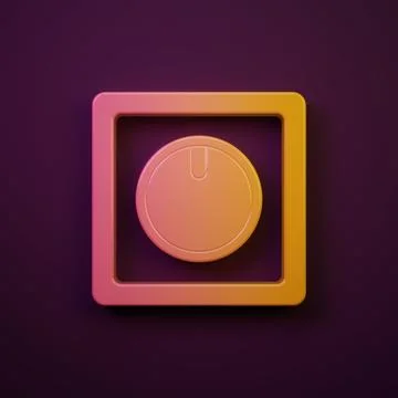 Orange-yellow Electric light switch icon isolated on purple background. On .. Stock Illustration