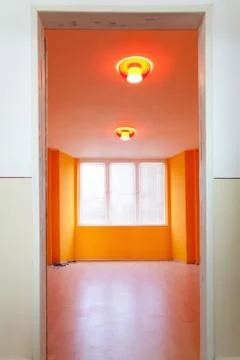 Orange - yellow  empty room Stock Photos