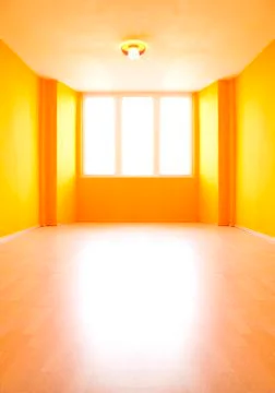 Orange - yellow  empty room Stock Photos