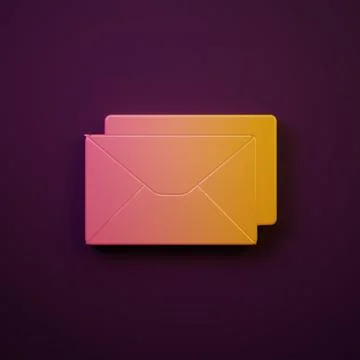 Orange-yellow Envelope icon isolated on purple background. Email message le.. Stock Illustration