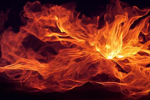 Orange Yellow Fire Flames Erupting Black Background Illustration 스톡 일러스트