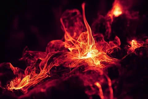 Orange Yellow Fire Flames Erupting Black Background Illustration Illustrazione stock