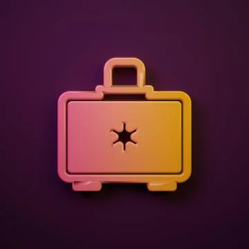 Orange-yellow First aid kit icon isolated on purple background. Medical box.. Stock Illustration