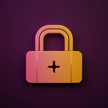Orange-yellow First aid kit icon isolated on purple background. Medical box.. Stock Illustration