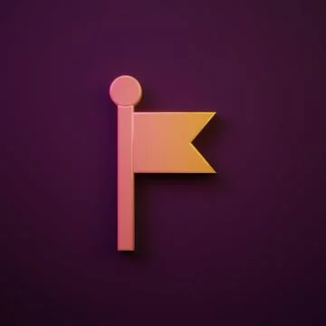 Orange-yellow Flag icon isolated on purple background. Location marker symb.. Stock Illustration
