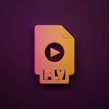 Orange-yellow FLV file document video file format. Download flv button icon.. Stock Illustration