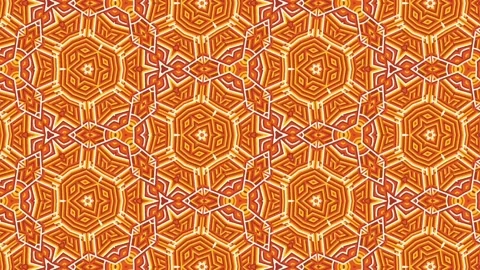 Orange &amp; yellow geometric kaleidoscope pattern Stock Footage 135051925