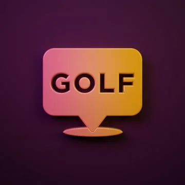 Orange-yellow Golf label icon isolated on purple background. Minimalism con.. Stock Illustration