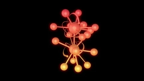 Orange Yellow gradient Atom Molecule random rotation overlay effect Stock Footage 322786176