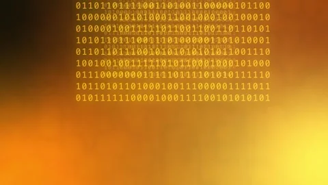 Orange yellow gradient with glowing binary code, Seamless Loop Stock Footage 341857282