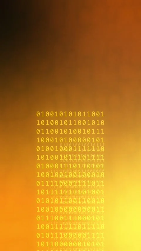 Orange yellow gradient with glowing binary code, Loop Animation Stock-Footage 341857792