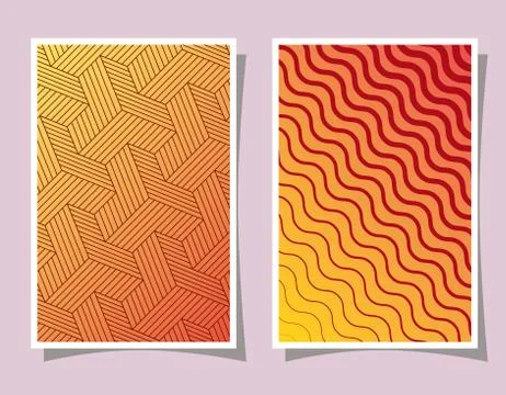 Orange with yellow gradient pattern and striped backgrounds frames vector design Illustrazione stock