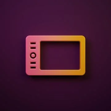 Orange-yellow Graphic tablet icon isolated on purple background. Minimalism.. 스톡 일러스트