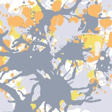 Orange yellow grey ink splashes background square Stock Illustration