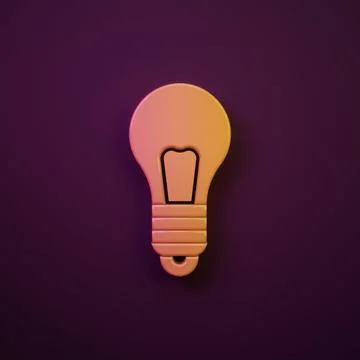 Orange-yellow Light bulb with concept of idea icon isolated on purple backg.. Stock Illustration