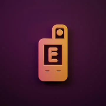 Orange-yellow Light meter icon isolated on purple background. Hand luxmeter.. Stock Illustration