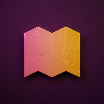 Orange-yellow Location of the forest on a map icon isolated on purple backg.. Stock Illustration
