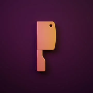 Orange-yellow Meat chopper icon isolated on purple background. Kitchen knif.. Stock Illustration