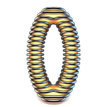 Orange yellow number 0 ZERO in metal cage 3D Illustrazione stock