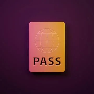 Orange-yellow Passport with biometric data icon isolated on purple backgrou.. Stock Illustration