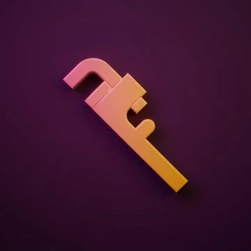 Orange-yellow Pipe adjustable wrench icon isolated on purple background. Mi.. Ilustración de archivo
