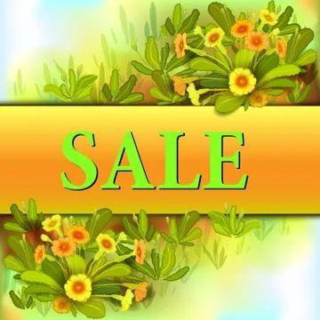 Orange yellow primroses Stock Illustration