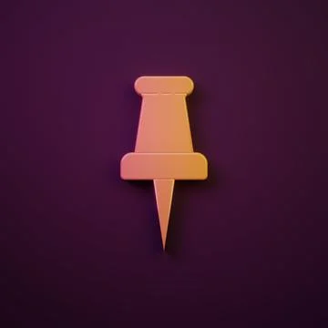 Orange-yellow Push pin icon isolated on purple background. Thumbtacks sign... Stock Illustration